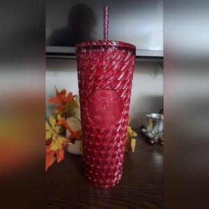 STARBUCKS  Holiday Chain Link Burgundy Red Venti Tumbler – 24oz ✨